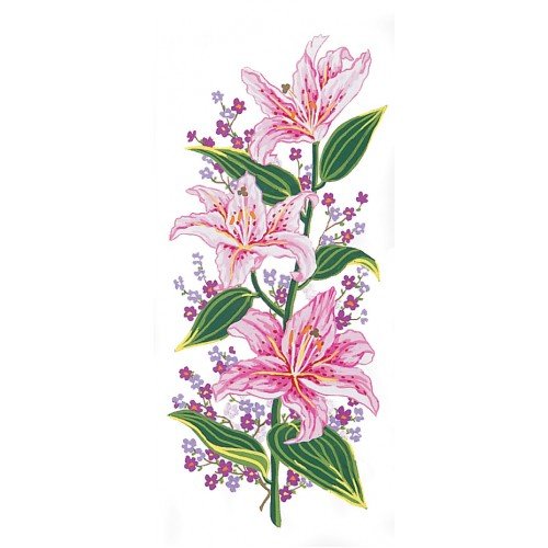 Printed tapestry canvas - Pink Lillies