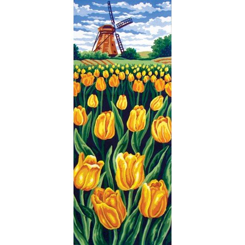Cañamazo estampado - Campo de tulipanes