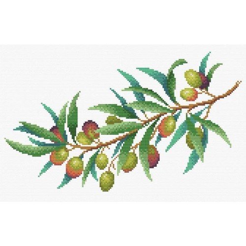 Stamped Aida canvas - Olive branch