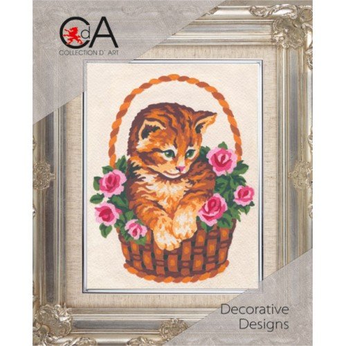 Collection D`Art - Gatito en cesta de rosas