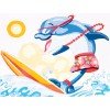 Collection D`Art - Montar en tabla de surf con delfines