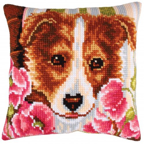 Collection D`Art - Perro y amapolas rosas