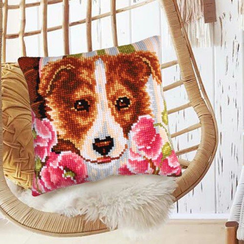 Collection D`Art - Perro y amapolas rosas