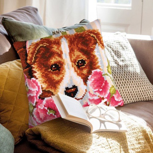 Collection D`Art - Perro y amapolas rosas