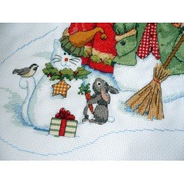 Dimensions - Calcetín de Navidad con Papá Noel y muñeco de nieve