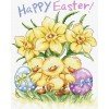 LetiStitch - Tres pollitos con narcisos y huevo