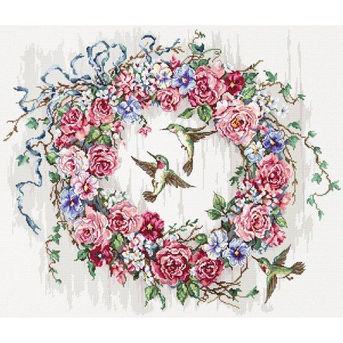 LetiStitch - Hummingbird wreath