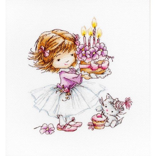 Luca-S - Girl with a kitten and a cake