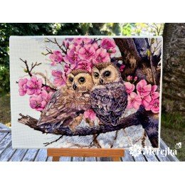 Merejka - Two Owls in Spring Blossom